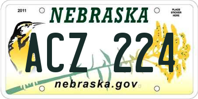 NE license plate ACZ224