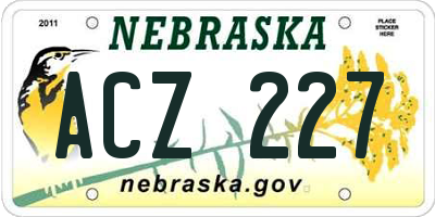 NE license plate ACZ227