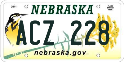 NE license plate ACZ228