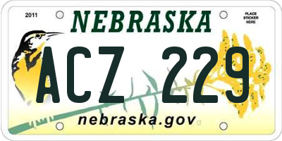 NE license plate ACZ229