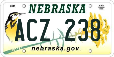 NE license plate ACZ238