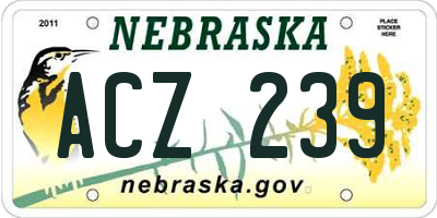 NE license plate ACZ239