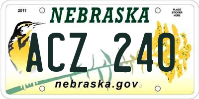 NE license plate ACZ240