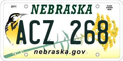 NE license plate ACZ268