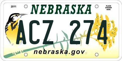 NE license plate ACZ274