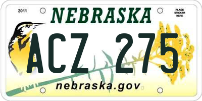 NE license plate ACZ275
