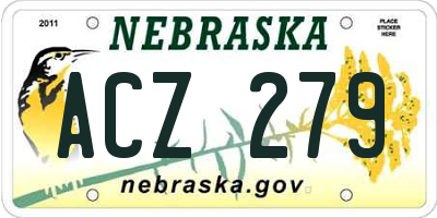 NE license plate ACZ279