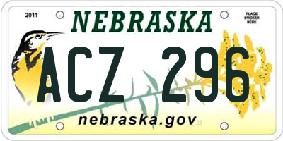 NE license plate ACZ296