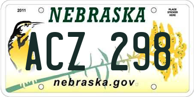 NE license plate ACZ298