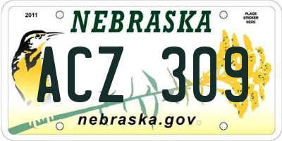NE license plate ACZ309