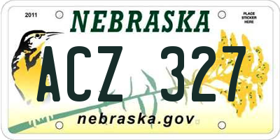 NE license plate ACZ327