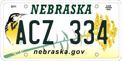 NE license plate ACZ334