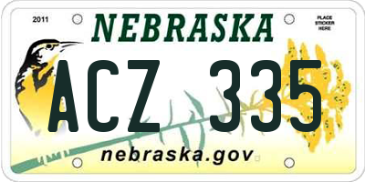 NE license plate ACZ335