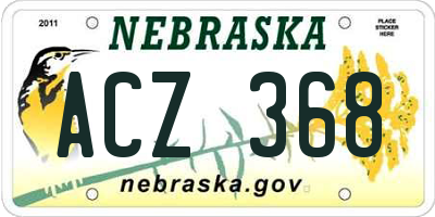 NE license plate ACZ368
