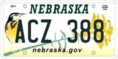 NE license plate ACZ388