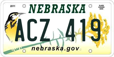 NE license plate ACZ419