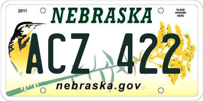 NE license plate ACZ422