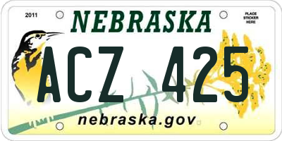 NE license plate ACZ425