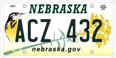 NE license plate ACZ432