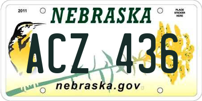 NE license plate ACZ436