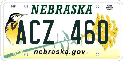 NE license plate ACZ460