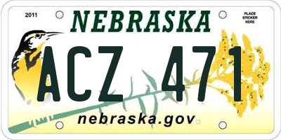 NE license plate ACZ471