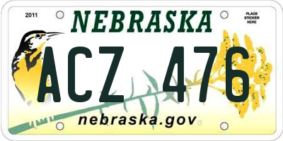 NE license plate ACZ476