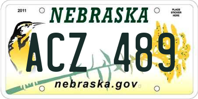 NE license plate ACZ489