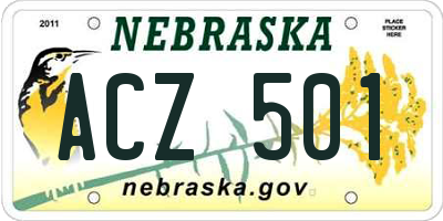 NE license plate ACZ501