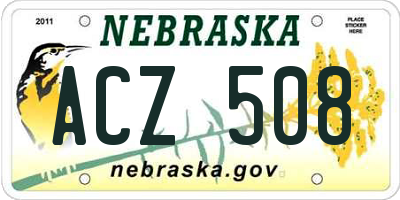 NE license plate ACZ508