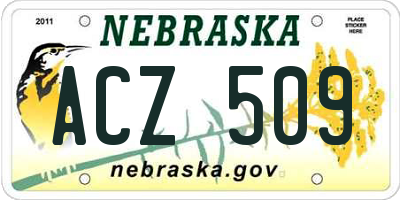 NE license plate ACZ509
