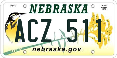NE license plate ACZ511