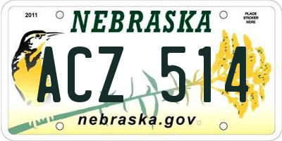 NE license plate ACZ514