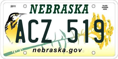 NE license plate ACZ519
