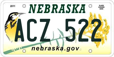 NE license plate ACZ522