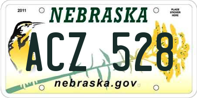 NE license plate ACZ528