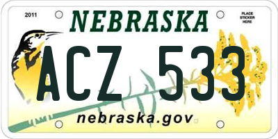 NE license plate ACZ533