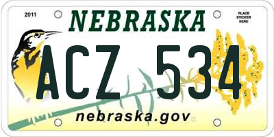 NE license plate ACZ534
