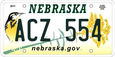 NE license plate ACZ554