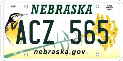 NE license plate ACZ565