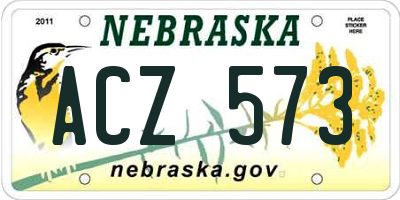 NE license plate ACZ573