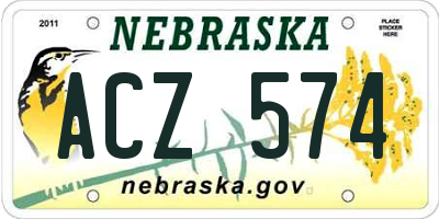 NE license plate ACZ574