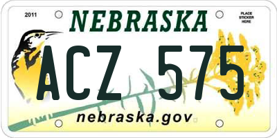 NE license plate ACZ575