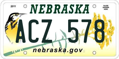 NE license plate ACZ578