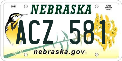 NE license plate ACZ581