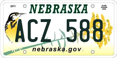 NE license plate ACZ588