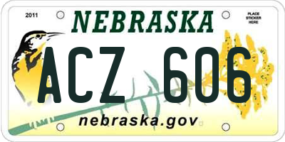 NE license plate ACZ606