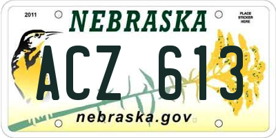 NE license plate ACZ613