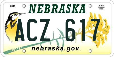 NE license plate ACZ617