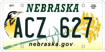 NE license plate ACZ627